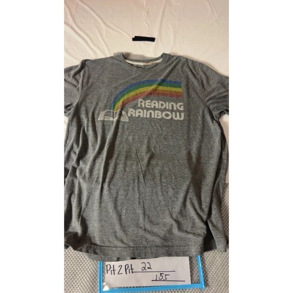 Homeage Reading Rainbow Retro Graphic T-Shirt Gray XL
